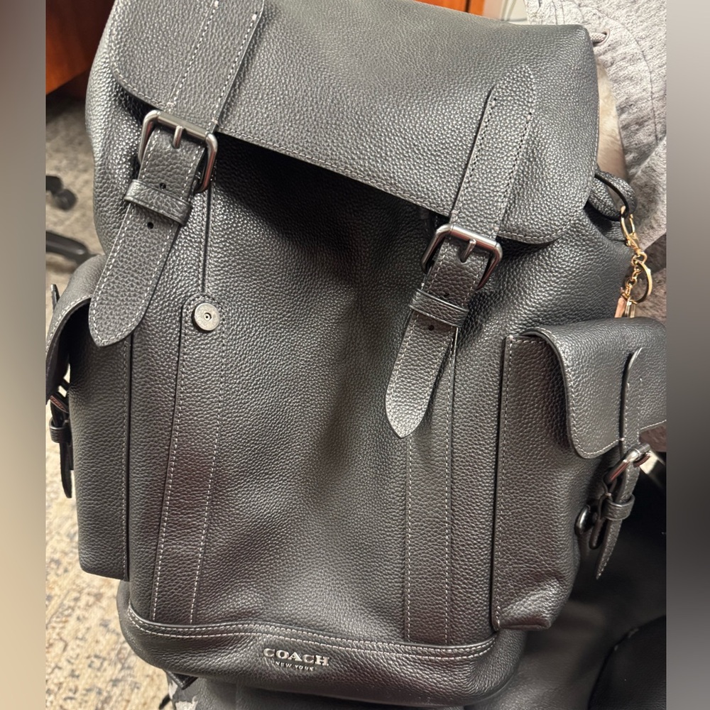 Coach Black Leather Backpack used. Pebble leather no scratches or stains
